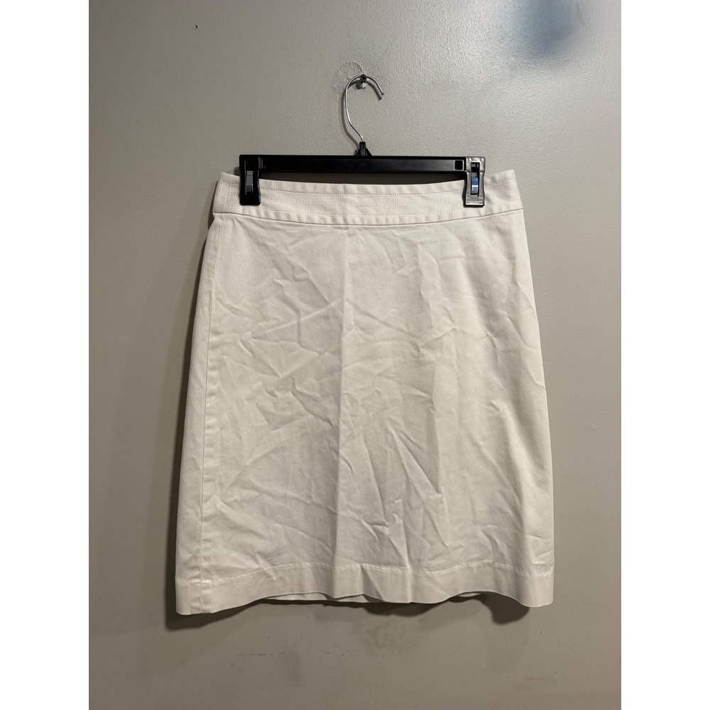 Banana Republic Off White Stretch Cotton A-Line Side Zip Skirt Size 4